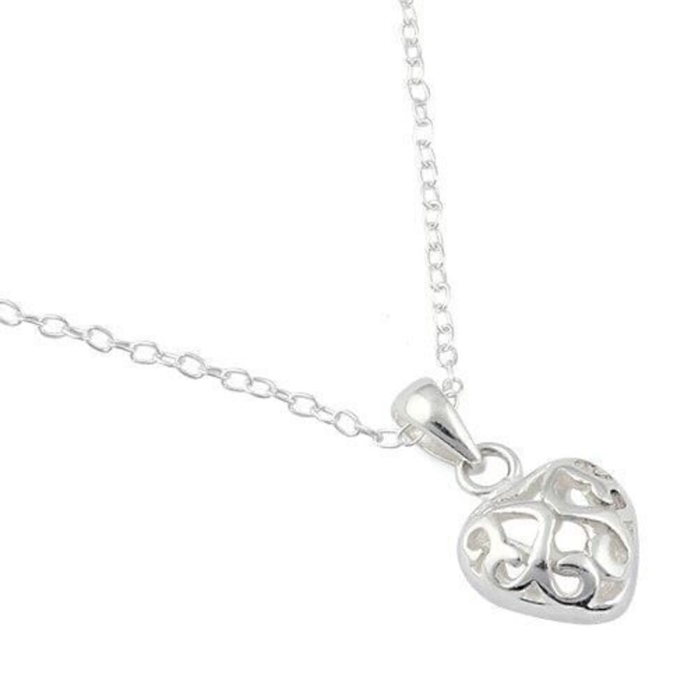 Sterling Silver Curly Heart Necklace New